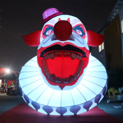 Giant Inflatable Halloween Clown Mask Blood Head W/LED Lights For Decoration