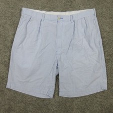 Polo Ralph Lauren Shorts Mens 38 Blue Seersucker Golf Fairway Chinos Pleated