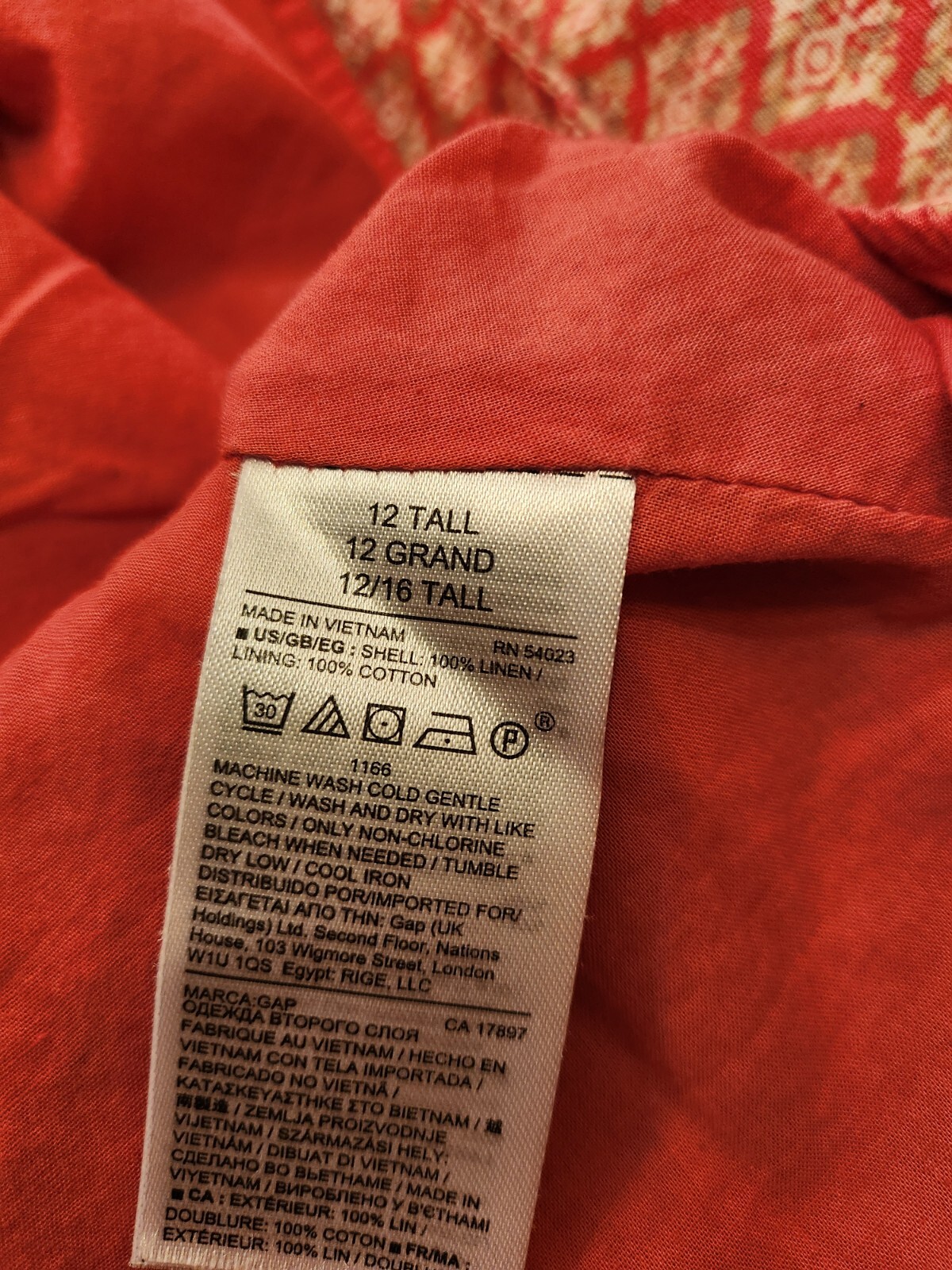 Gap Orange Multicolor Pattern Sleeveless Linen Dr… - image 7