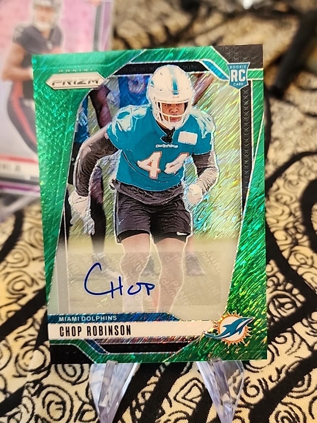2024 Panini Prizm /5 Green Shimmer Auto CHOP ROBINSON RC Miami Dolphins Fotl