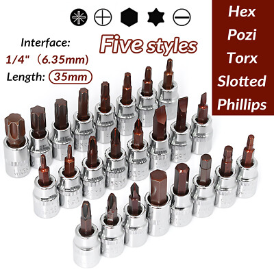 Power Bit ScrewDriver Set Assorted Pozi Phillips Slotted Torx Hex Flat Bits 1/4''