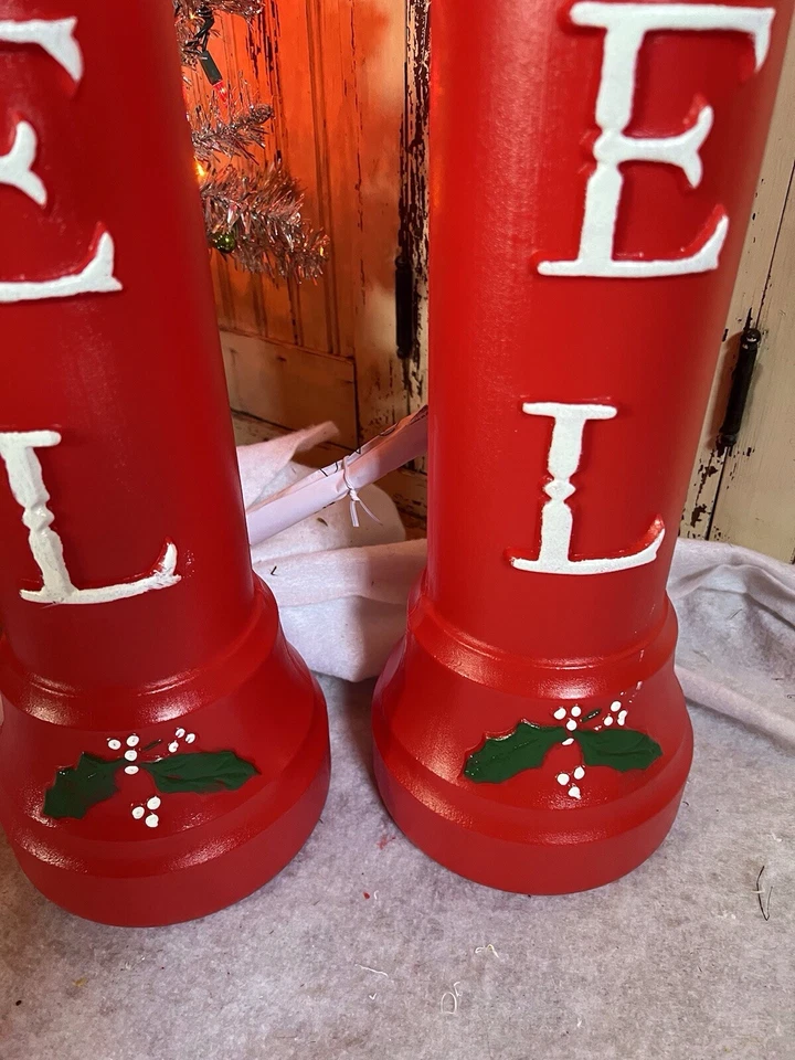 Blow Mold Noel Nostalgic Christmas Candles Union 39” Pair Yellow Flame Tops New - Image 4 of 4