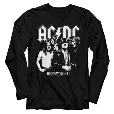 ACDC Highway To Hell Album Cover BL & WH Men's Long Sleeve T Shirt