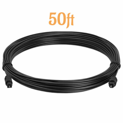 50ft Toslink Optical Digital Audio Cable - SPDIF, For Dolby DTS-HD, 1:1 Connection