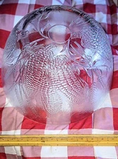 Vintage French Duralex Deep Glass Serving Bowl Embossed w Corn & Wheat  11"x6"