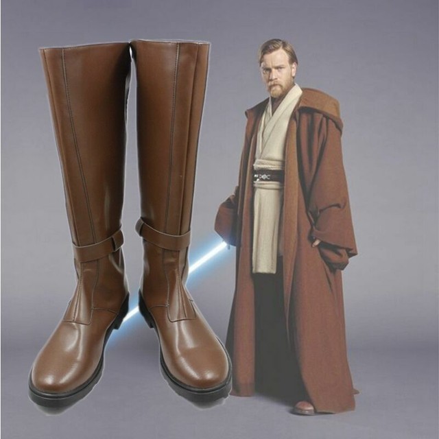 Star Wars ObiWan Kenobi Jedi Master Brown Long Cosplay Shoes Boots eBay