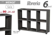 LIBRERIA SCAFFALE BASSA MODERNA 6 POSTI MENSOLE WENGè ROVERE SBIANCATO 90*24*60