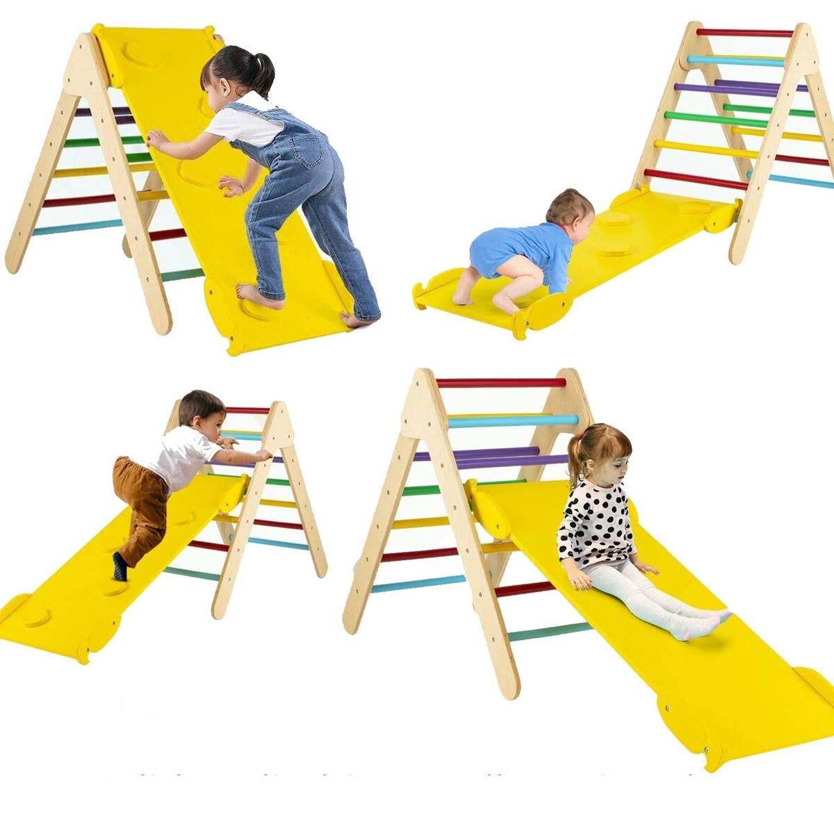 3-in-1 Children's Eco Wood Climbing Frame Montessori Pikler