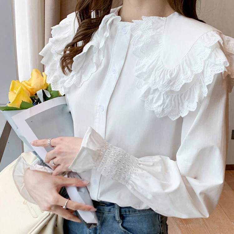 Louis Vuitton® Frill Blouse Optical White. Size 38