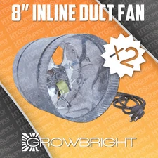 2x - 8" DUCT FAN 300/500 CFM Booster Grow Light Hood Inline Cool Air Blower inch
