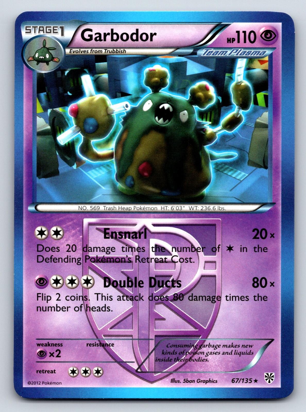 Garbodor 67/135 Rare Plasma Storm Pokemon Lightly Played