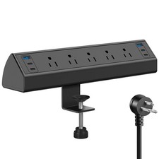 Jgstkcity Desk Clamp Power Strip USB 5 Outlets  6 Ports - 40W, Black