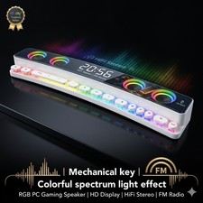 RGB PC Gaming Speaker Soundbar HiFi Stereo Computer Sound Bar Bass Wireless FM