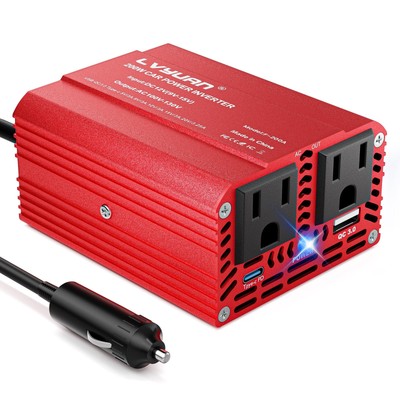 200W Power Inverter, LVYUAN Inverter 12V DC to 110V AC Car Plug in 