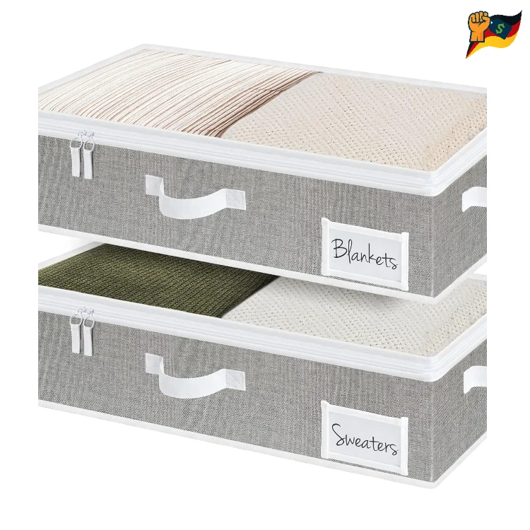Unterbett Aufbewahrungsbox mit Deckel Stoff Unterbettkommode mit Griffen fa...