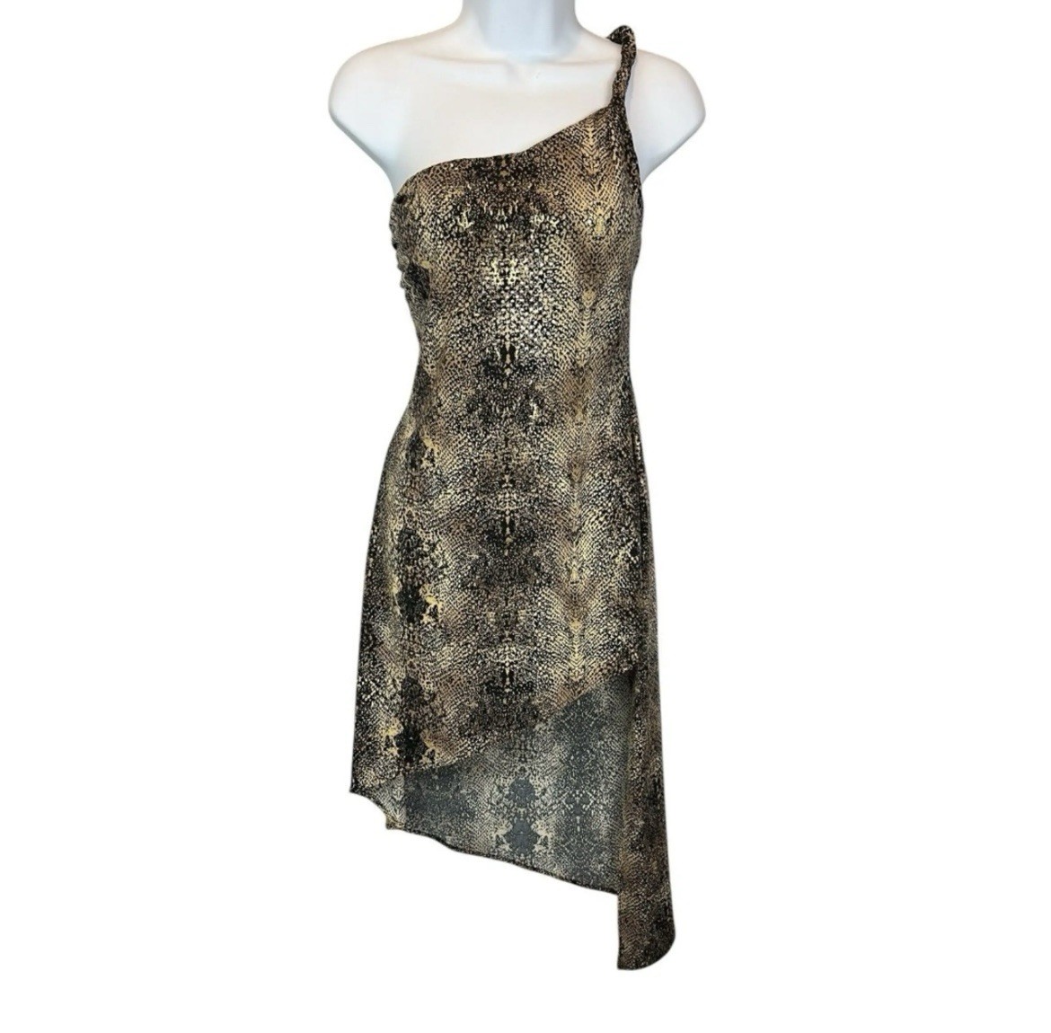 Vintage Y2K Snakeskin Sequin Asymmetrical Cache Party Dress