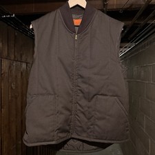 Vintage 90s Dickies Industrial Work Vest Mens L Brown Insulated Zip Workwear