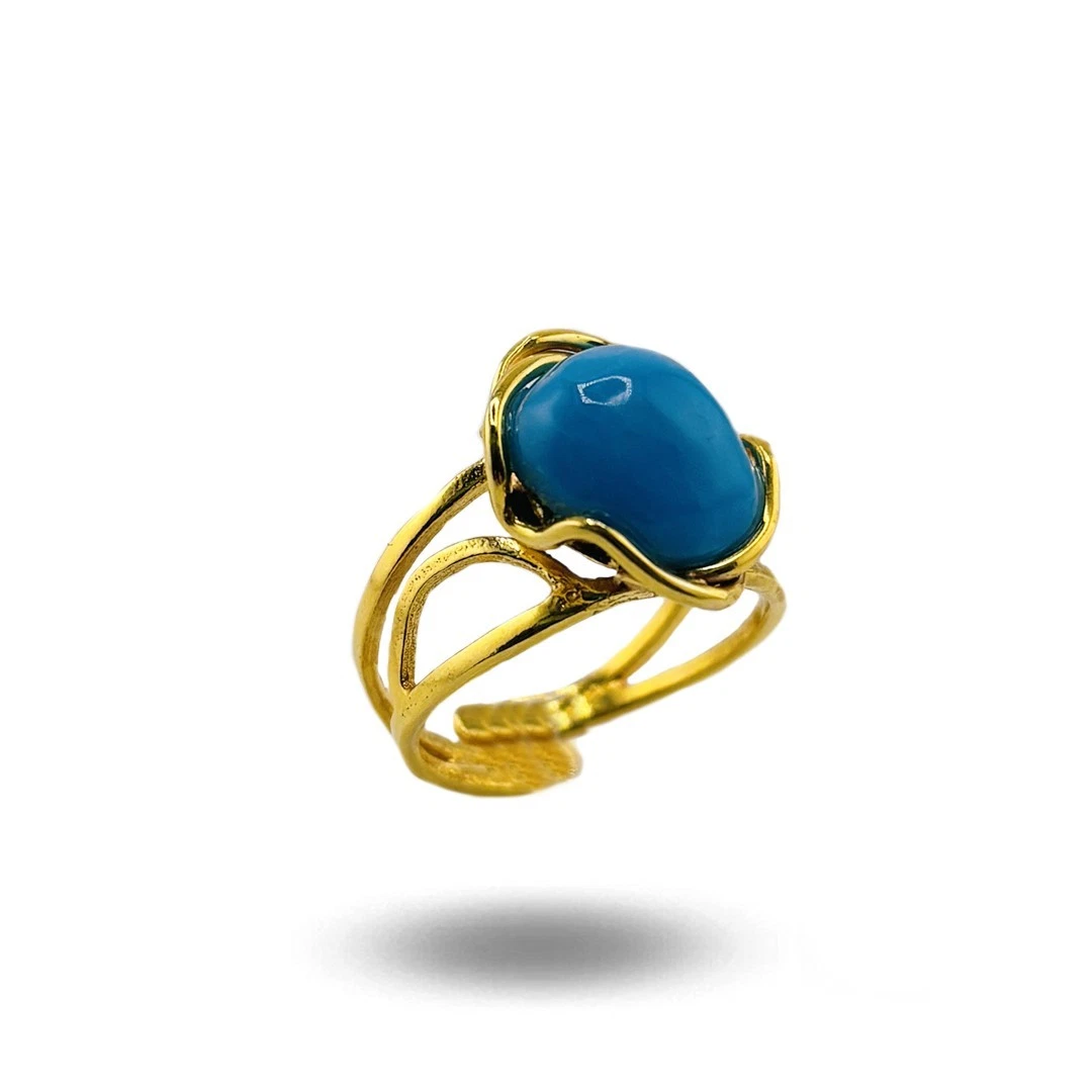 Anello Donna Regolabile Con Pietre Naturali Turchesi – Gioiello Boho Stile Chakra