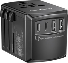 LENCENT Universal Travel Power Adapter, International AC Plug Adaptor with 2 USB
