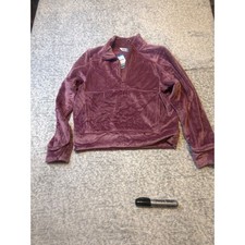 DSG Girls Velour 1/2 Zip Pullover Rose Coffee Size M 10 12 NWT