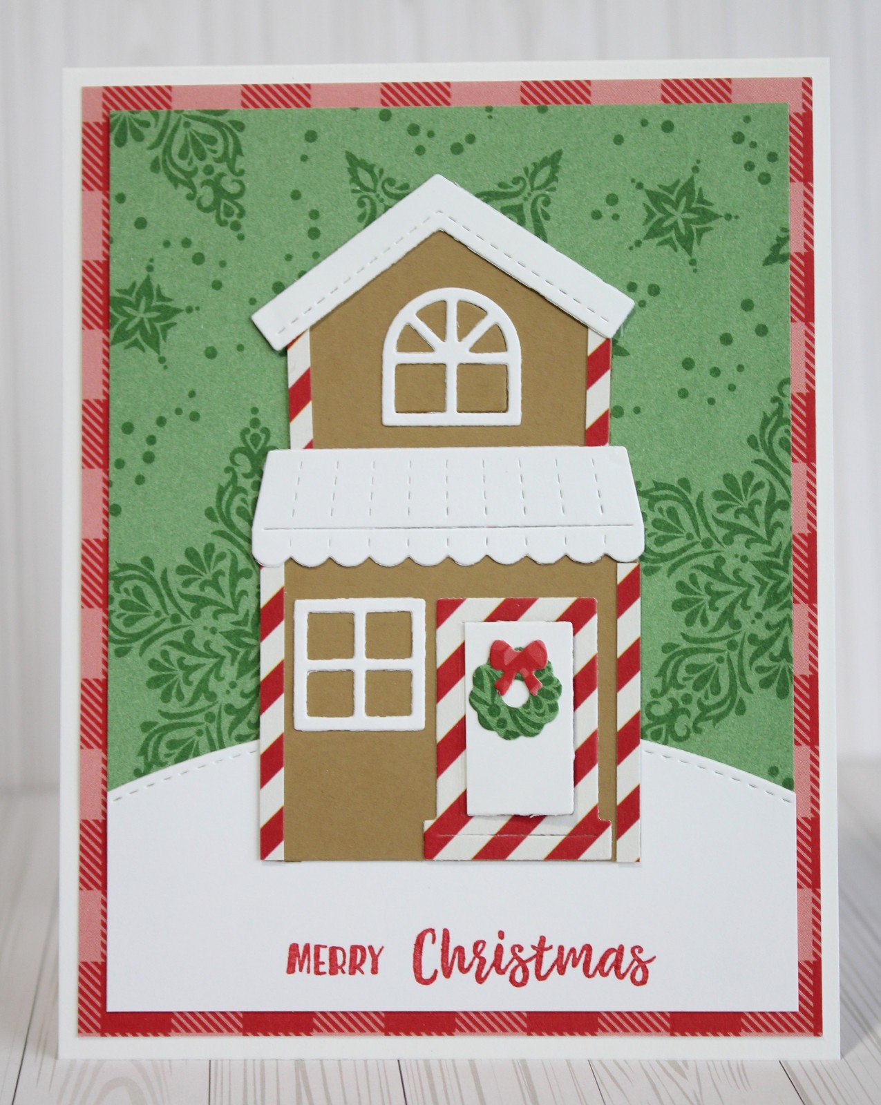 Handmade interactive door Gingerbread house CHRISTMAS card kit of 4