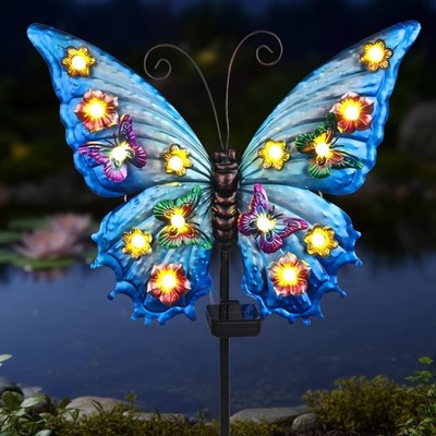 Butterfly Solar Lights Outdoor Waterproof Large with 14 String Bulbs and Flow...