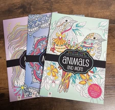 Hinkler Coloring Book Lot of 3 UN-COLORED W/Kaleidoscope Animals Geometrical