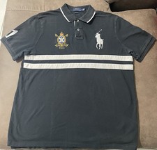 POLO Ralph Lauren Big Pony CREST Shirt Mens L Black 1 Short Sleeve Slim Fit