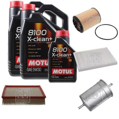 FEBI BILSTEIN Inspektionspaket 11L Motul 8100 X-clean+ 5W30 für VW Passat