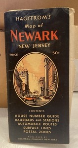 Vintage Hagstrom's Map of Newark NJ Soft  Cover Folded Orig. Price $.50, 1960’s