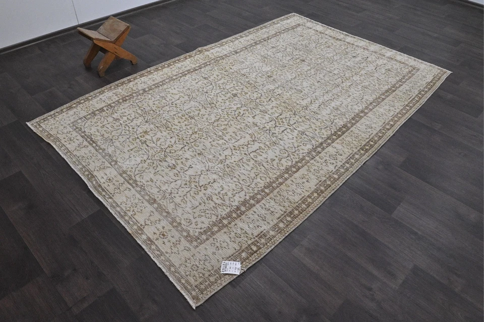 Oushak Turkish Vintage Rug 5x8 Kilim Rug Anatolian Handmade Boho Decor BEIGE - Image 2 of 4