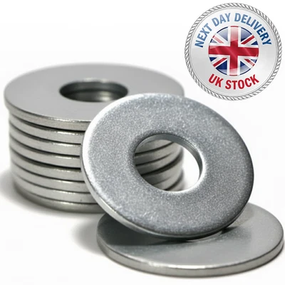 SS8 Penny Washers | Large Extra Wide Flat Repair Washers Form G | Steel with Bright