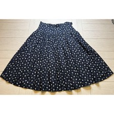 VTG Miss V By Valentino 100 Silk Navy Lined Knee Length Full Skirt Boho Luxe 6