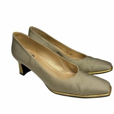 Stuart Weitzman Vintage Y2K Gold Metallic Corrine Fabric Pumps Women  s 7 AA