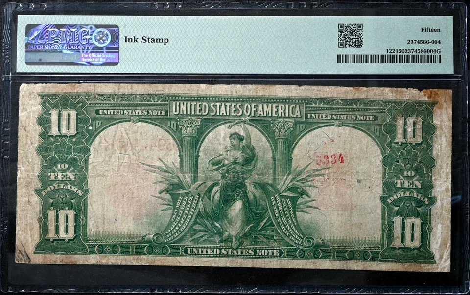 RARE 1901 $10 Silver Certificate Fr#122 Speelman White PMG 15 Choice Fine Bison - Image 2 of 2