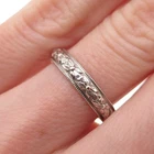 925 Sterling Silver Antique Art Deco Forget Me Not Floral Band Ring Size 5