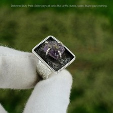925 Silver Crown Chakra Amethyst Rough Stone Promise Statement Wife Ring Jewelry