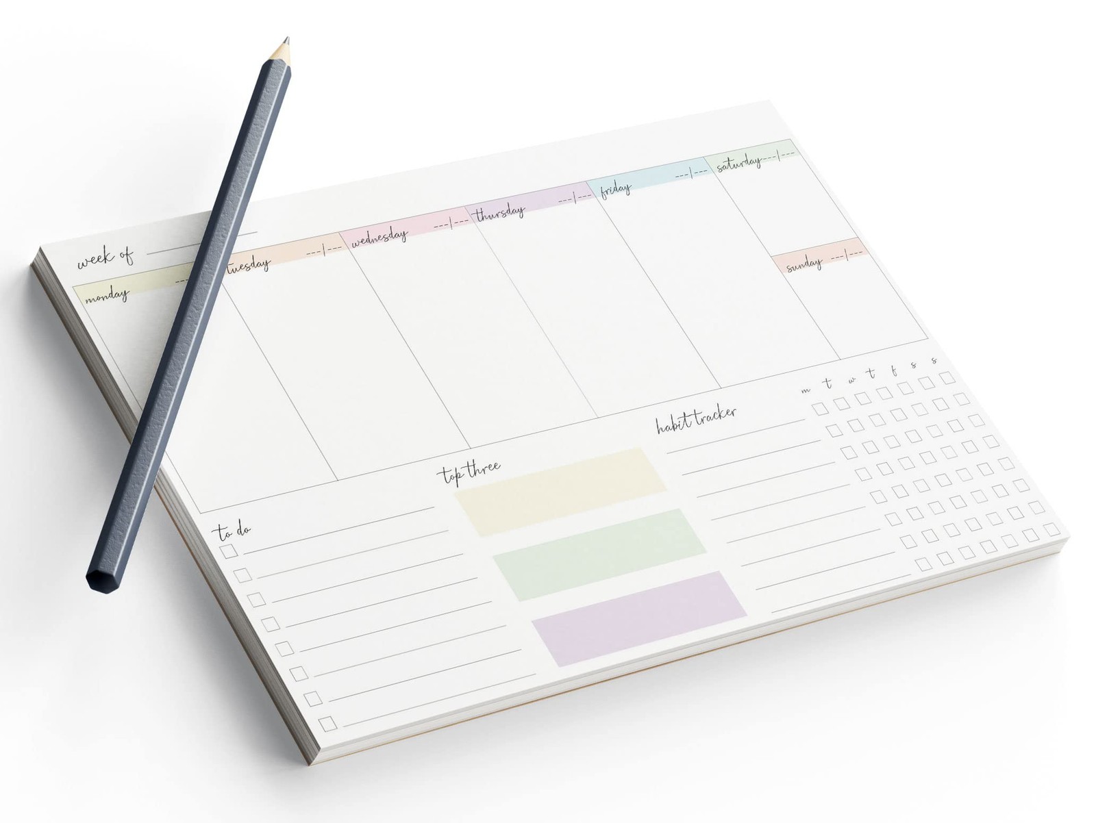 A4 Weekly Planner 52 Week To View Diary Desk Pad Habit A4, Multi Colour