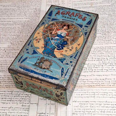 Rare Large ''GJ&F'' Staple Box, circa 1900