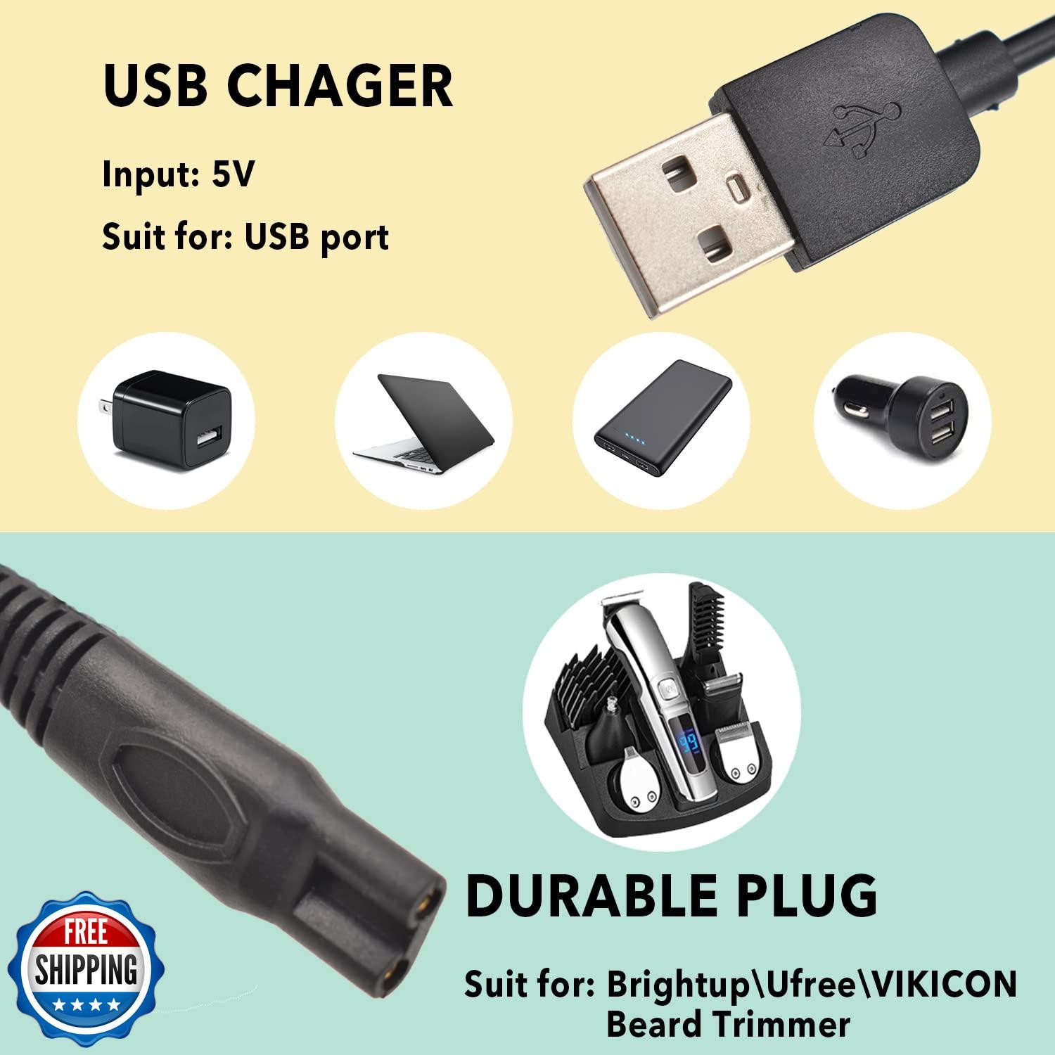 BOEEA Charger Cable Compatible with Ufree/Brightup/VIKICON Beard Trimmer All-