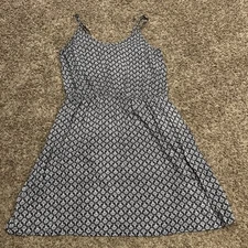 Charming Charlie Womens Navy & White Viscose Dress Sz L B28