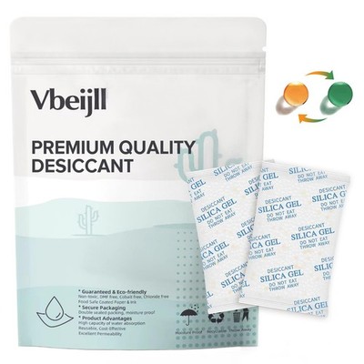 5g Silica Gel Packets 50 Pack - Color-Indicating, Rechargeable Desiccant for ...