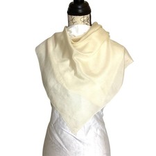 Vintage 50s Cream Chiffon Scarf 30-inch square