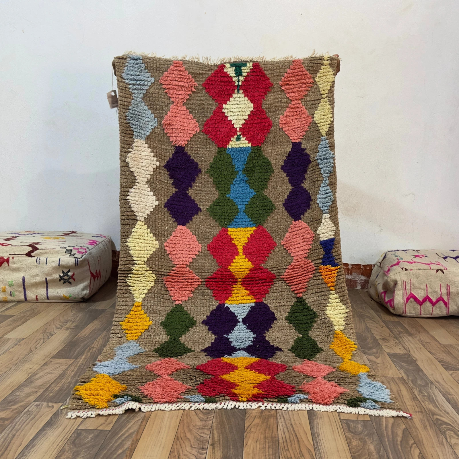 Vintage Moroccan Berber Rug 2.7x5.6 ft– Handwoven Wool Tribal Boho Colorful