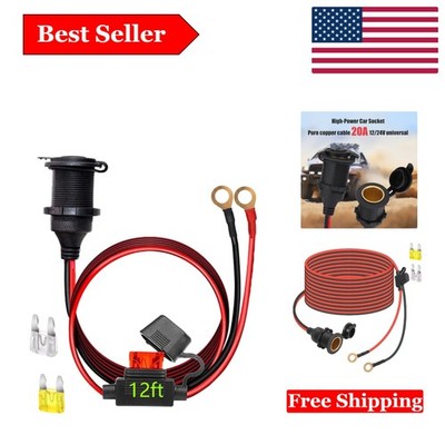 Fixed Thread Cigarette Lighter Socket Extension 12V/24V - Free Fuses Included