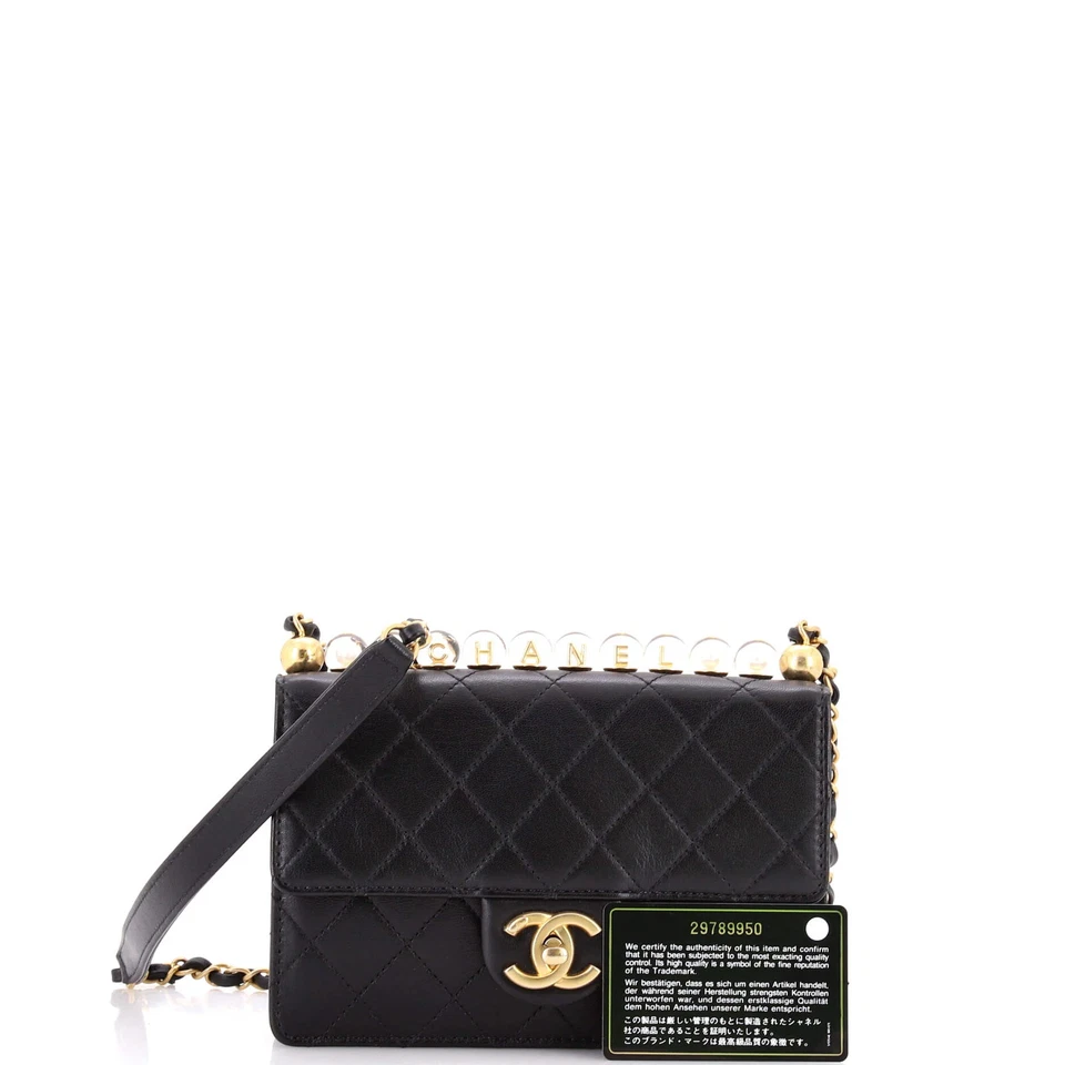 Chanel Chic Pearls Flap Bag Quilted Goatskin with Acrylic Beads Small - Image 2 of 4