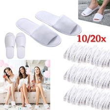 10/20Pairs Open Toe Toweling Disposable Terry Style Spa Hotel Guest Slippers