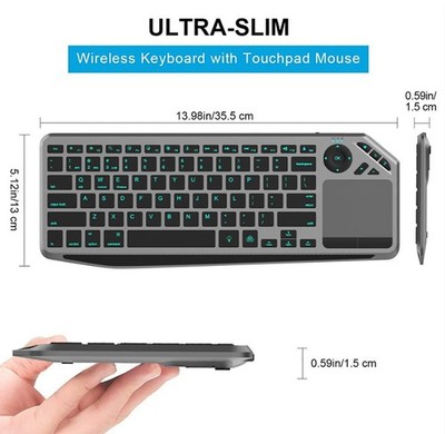 Smart RGB Backlit Touch Keyboard Dual Mode Bluetooth 24G Wireless For Tablet Pc