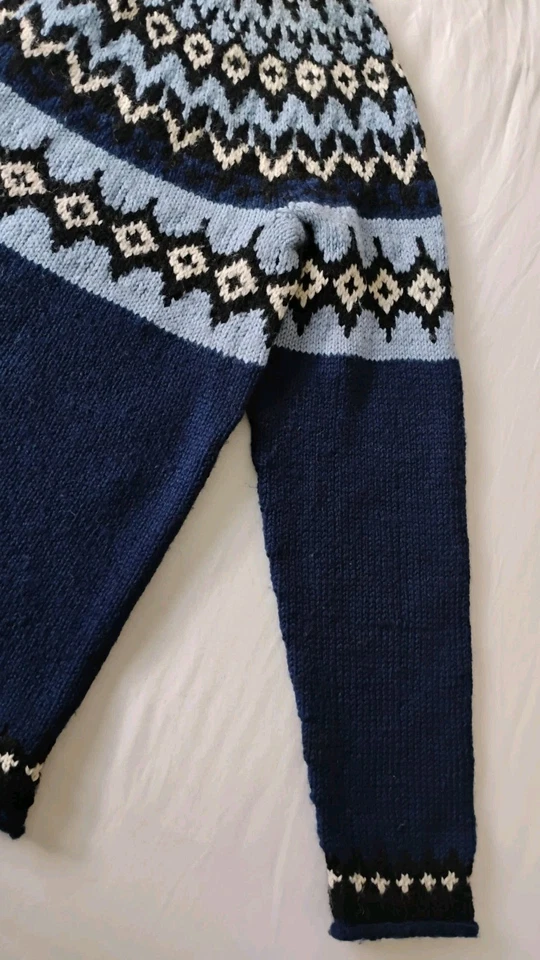 Suéter Pullover Hecho a Mano Tejido Fair Isle Para Mujer Lana Gruesa Multicolor ML Foto 4 de 4