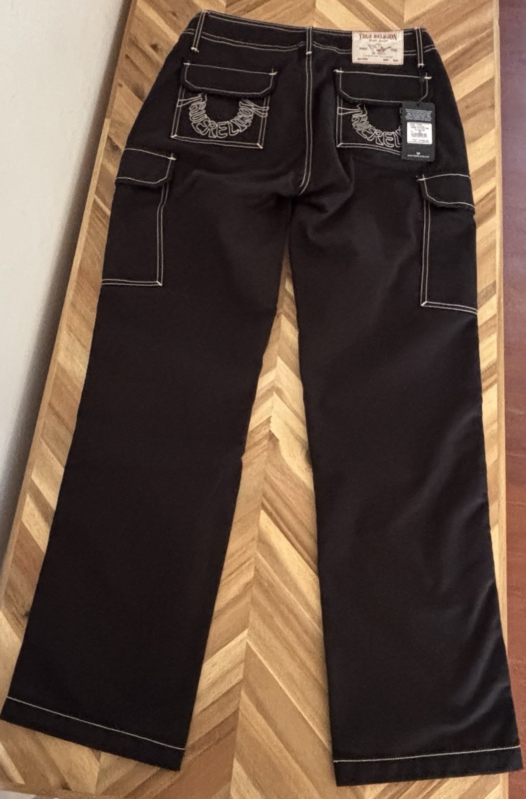 Men’s True Religion Jet Black Cargo Pants. Sz30. NWT. Y2K. Streetwear. Rare image 5